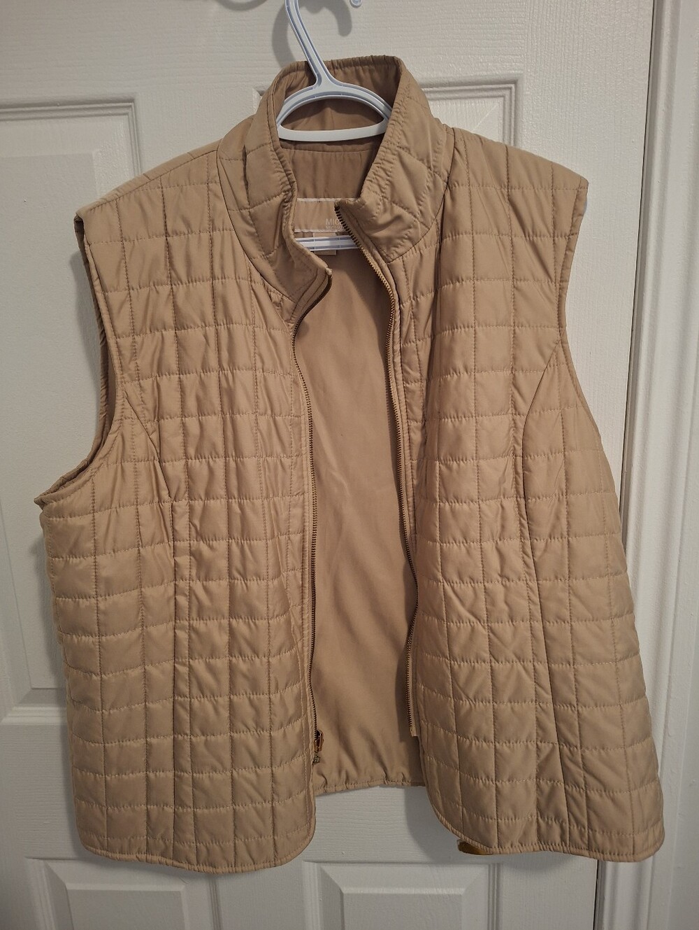 Michael Kors Quilted Sleeveless Vest in Beige